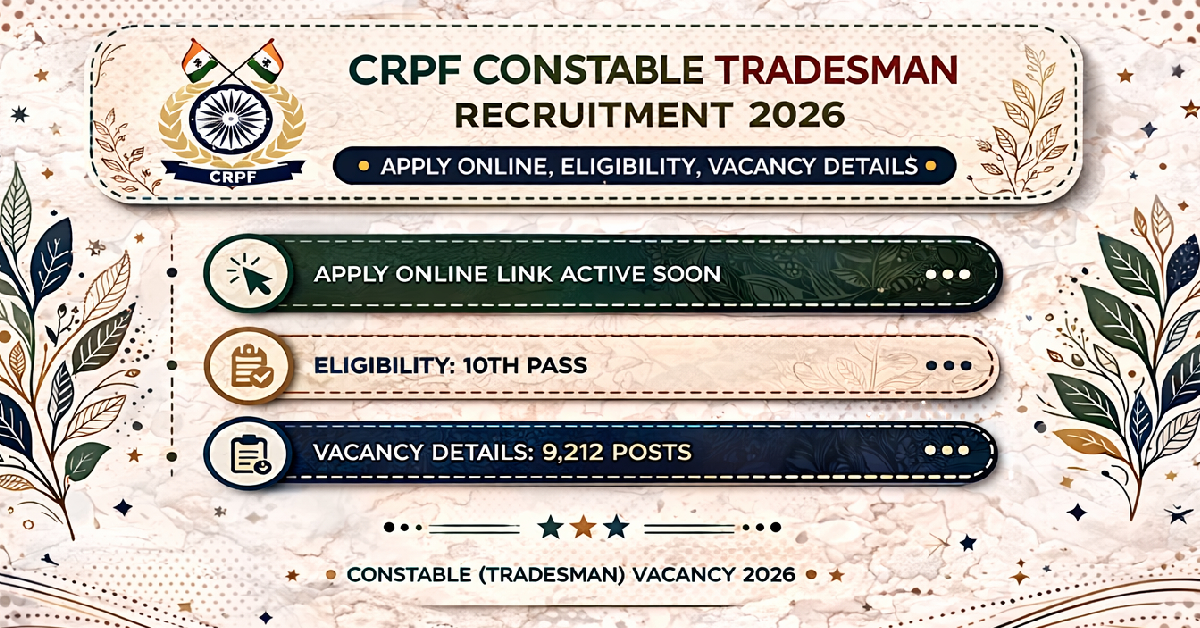 CRPF Constable Tradesman Recruitment 2026